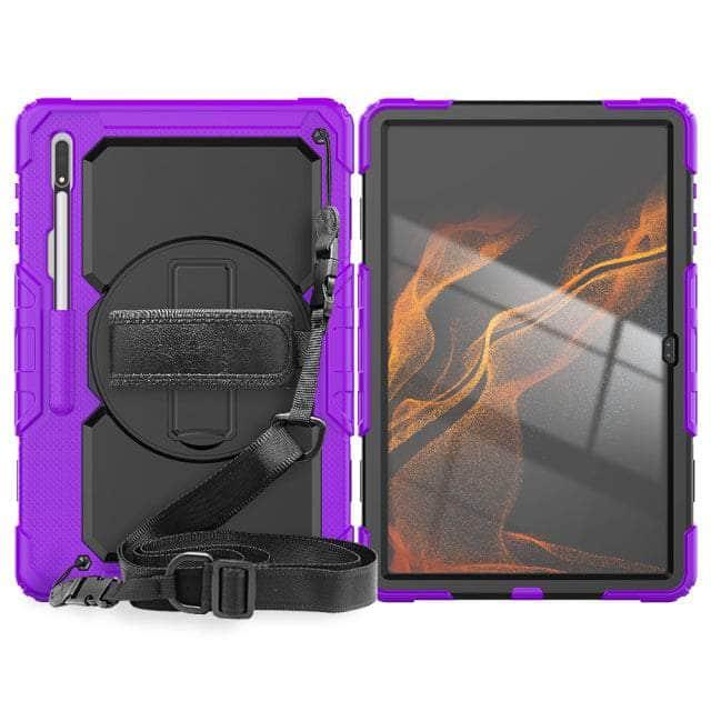 CaseBuddy Australia Casebuddy Purple / Tab S8 Ultra Hand Strap 360 Rotatable Kickstand Galaxy Tab S8 Ultra Case
