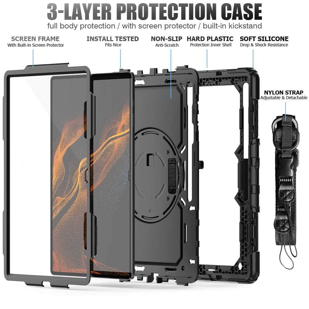 CaseBuddy Australia Casebuddy Hand Strap 360 Rotatable Kickstand Galaxy Tab S8 Ultra Case