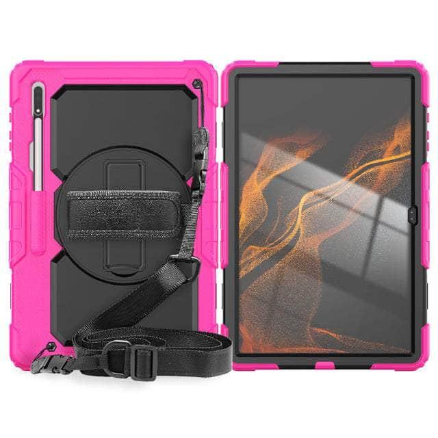 CaseBuddy Australia Casebuddy rose BLACK / 14.6 Hand Strap 360 Rotatable Kickstand Galaxy Tab S8 Ultra Case