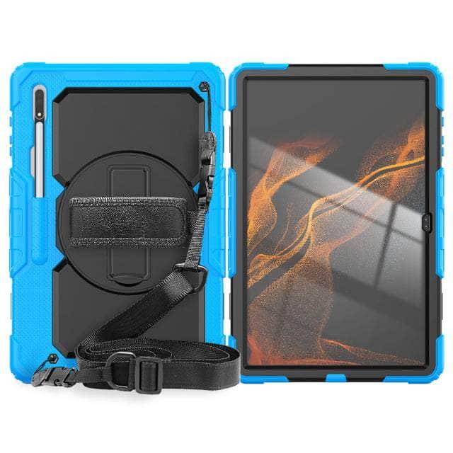 CaseBuddy Australia Casebuddy sky blue BLACK / Tab S8 Ultra Hand Strap 360 Rotatable Kickstand Galaxy Tab S8 Ultra Case