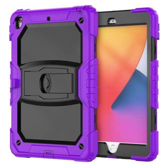 CaseBuddy Australia Casebuddy purple / iPad 10.2 (2021) 9th Hard PC Silicone iPad 9 Kickstand Case with Shoulder Strap
