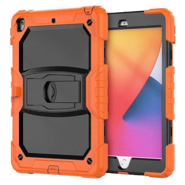 CaseBuddy Australia Casebuddy orange / iPad 10.2 (2021) 9th Hard PC Silicone iPad 9 Kickstand Case with Shoulder Strap