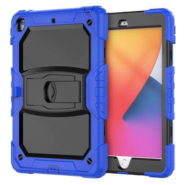 CaseBuddy Australia Casebuddy blue / iPad 10.2 (2021) 9th Hard PC Silicone iPad 9 Kickstand Case with Shoulder Strap