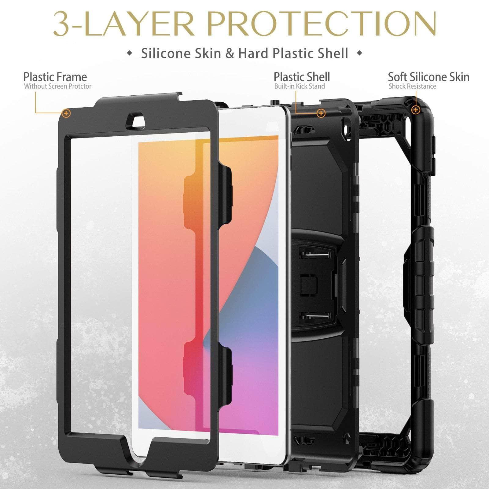 CaseBuddy Australia Casebuddy Hard PC Silicone iPad 9 Kickstand Case with Shoulder Strap