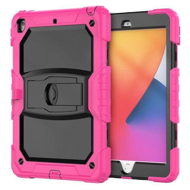 CaseBuddy Australia Casebuddy pink / iPad 10.2 (2021) 9th Hard PC Silicone iPad 9 Kickstand Case with Shoulder Strap