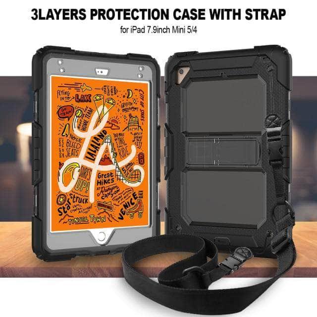 CaseBuddy Australia Casebuddy Gray / ipad mini 5 2019 Heavy Duty iPad Mini 5 Shoulder Strap Stand Case