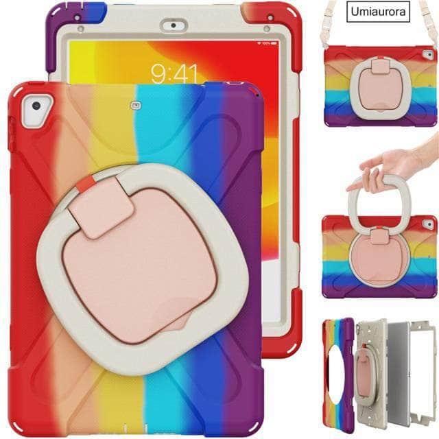 CaseBuddy Australia Casebuddy Rainbow Red / IPad 7th 8th 10.2 Heavy Duty Rugged iPad 7 & 8 Shockproof Cover