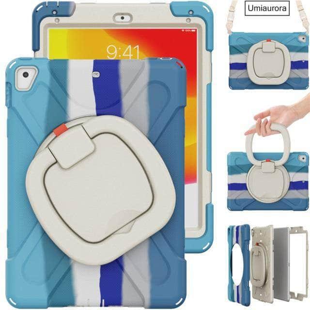CaseBuddy Australia Casebuddy Rainbow Blue / IPad 7th 8th 10.2 Heavy Duty Rugged iPad 7 & 8 Shockproof Cover