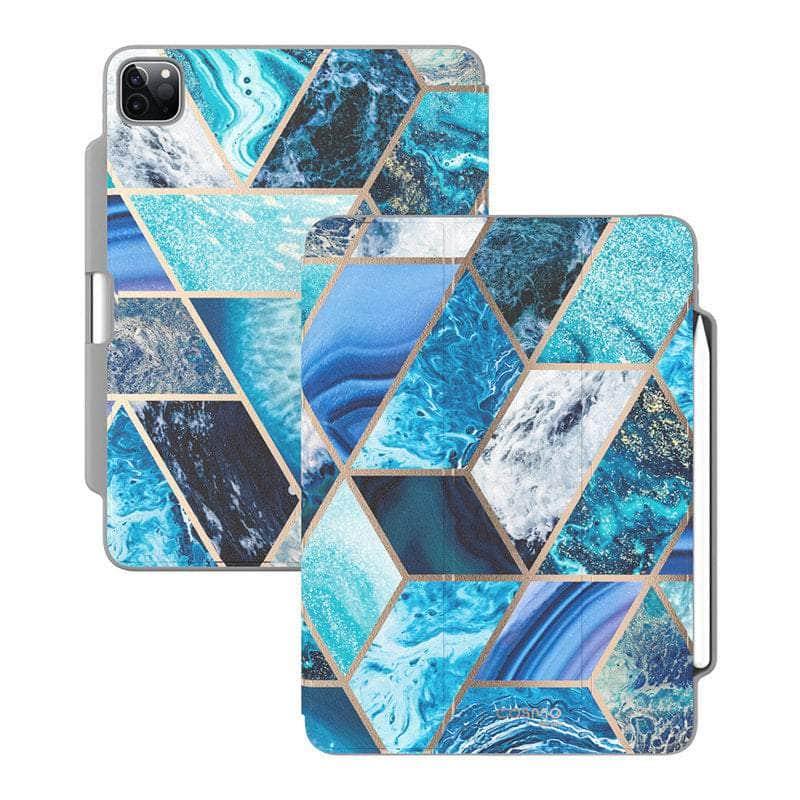CaseBuddy Australia Casebuddy I-BLASON iPad Pro 12.9 Case (2020) Cosmo Full-Body Trifold Stand Marble Case