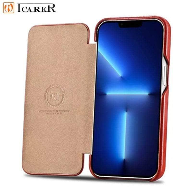 CaseBuddy Australia Casebuddy iCarer Genuine Leather Flip iPhone 13 Mini Case