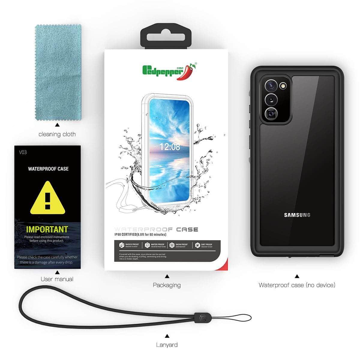 IP68 Waterproof Case Galaxy Note 360 Full-Body Rugged Clear Back - CaseBuddy