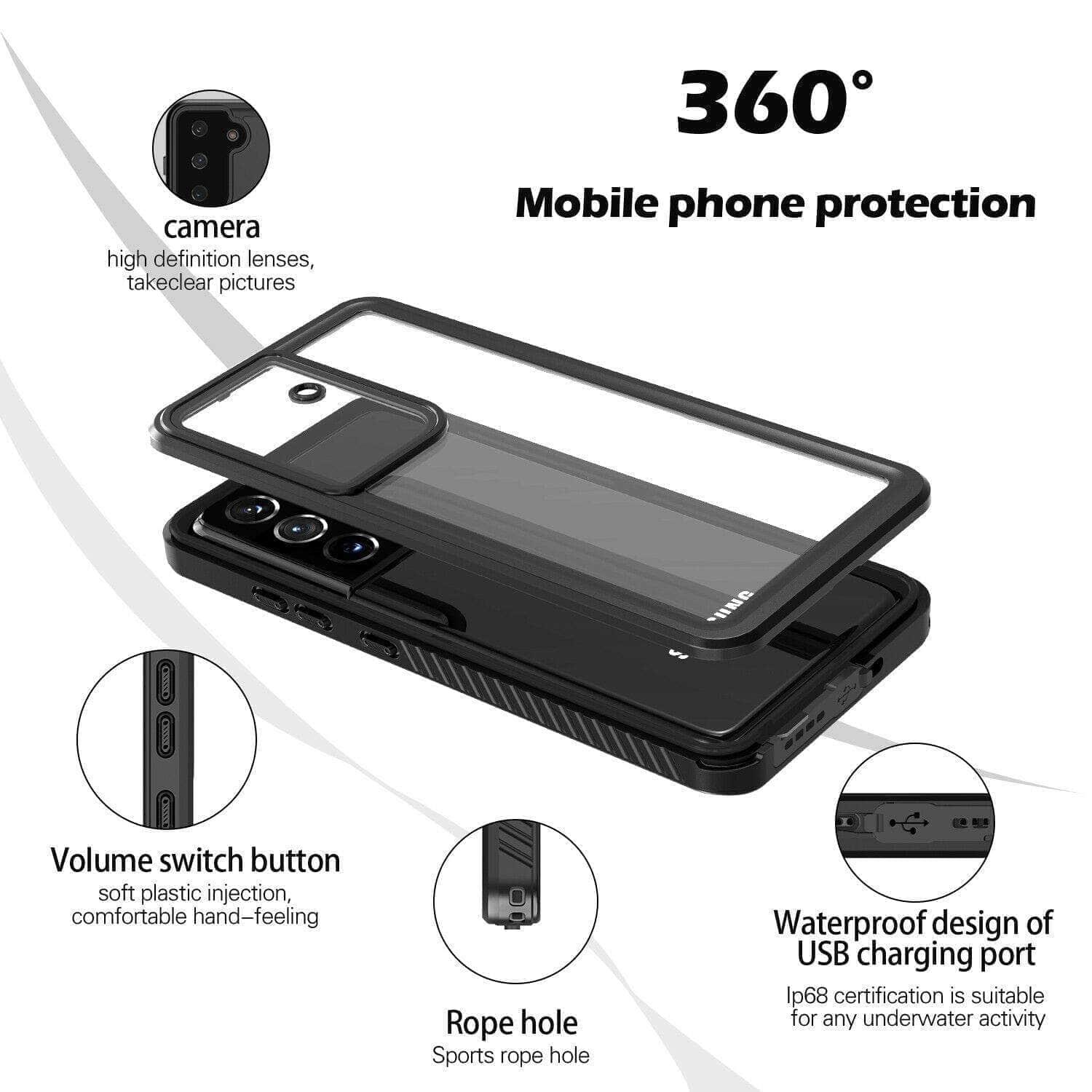 CaseBuddy Australia Casebuddy IP68 Waterproof Case Stand For Samsung Galaxy S21 ultra S21 Plus S21 Dustproof Diving Phone Cover Case Coque Buoyancy bracelet