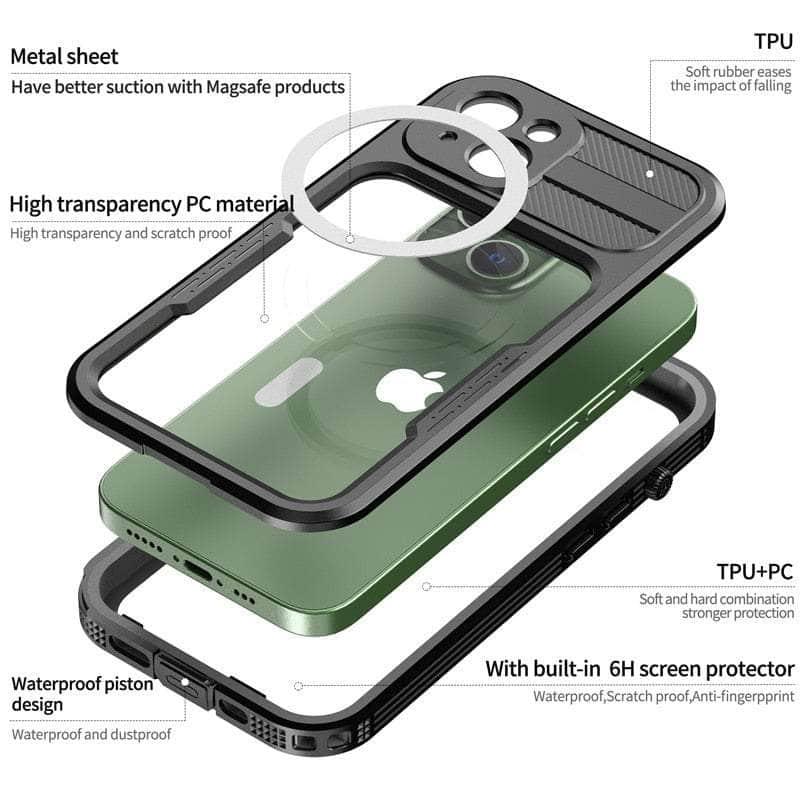 Casebuddy IP68 Waterproof iPhone 14 Diving Wireless Charging Case