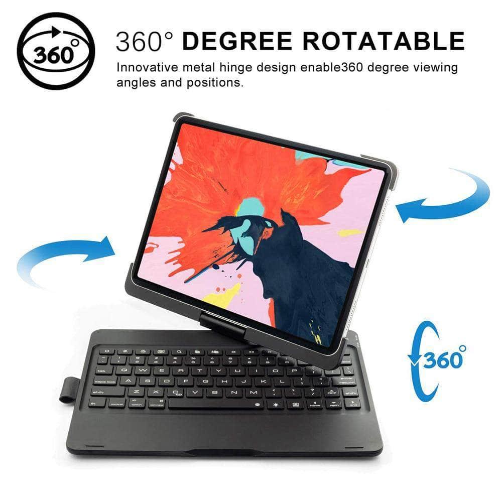 iPad 10.2 2019/2020 (iPad 7/8) Backlit 360 Degree Swivel Rotating Clamshell Keyboard Case - CaseBuddy