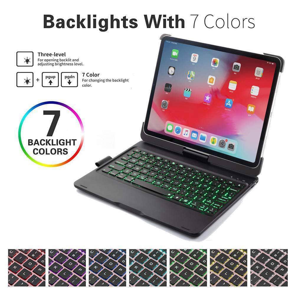iPad 10.2 2019/2020 (iPad 7/8) Backlit 360 Degree Swivel Rotating Clamshell Keyboard Case - CaseBuddy