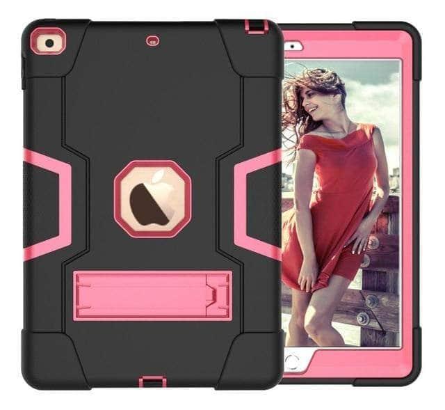 CaseBuddy Casebuddy Black Pink iPad 10.2 2019/2020 (iPad 7/8) Hybrid Three Layer Armor Shockproof Rugged Drop Protection Cover