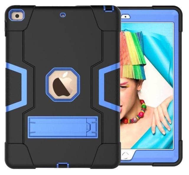 CaseBuddy Casebuddy Black Blue iPad 10.2 2019/2020 (iPad 7/8) Hybrid Three Layer Armor Shockproof Rugged Drop Protection Cover