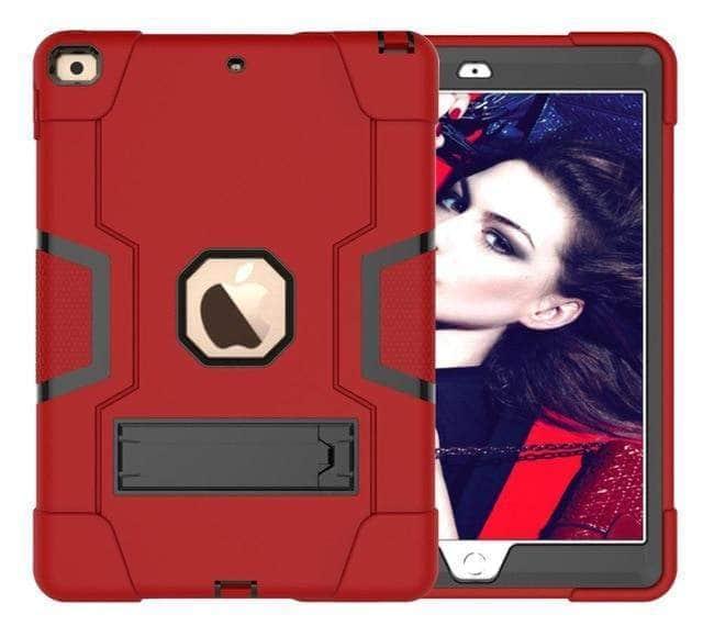 CaseBuddy Casebuddy Red Black iPad 10.2 2019/2020 (iPad 7/8) Hybrid Three Layer Armor Shockproof Rugged Drop Protection Cover