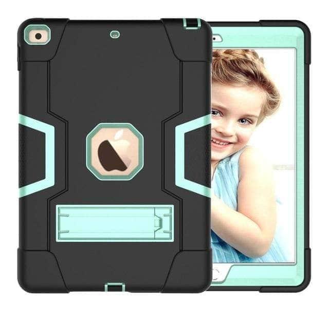 CaseBuddy Casebuddy Black Aqua iPad 10.2 2019/2020 (iPad 7/8) Hybrid Three Layer Armor Shockproof Rugged Drop Protection Cover