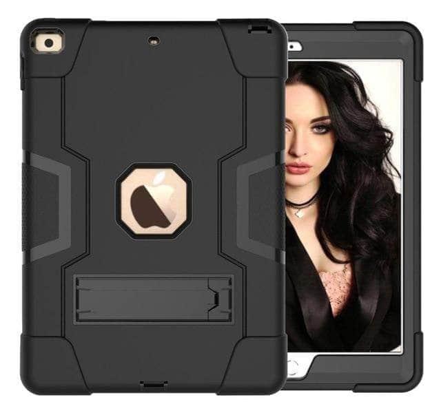 CaseBuddy Casebuddy Black Black iPad 10.2 2019/2020 (iPad 7/8) Hybrid Three Layer Armor Shockproof Rugged Drop Protection Cover