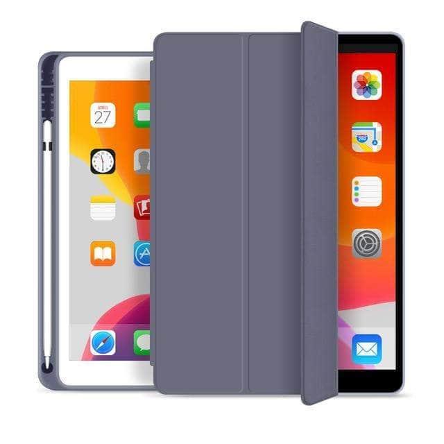 CaseBuddy Casebuddy Lavender iPad 10.2 2019/2020 (iPad 7/8) Pencil Holder Slim Tri-fold PU Leather Smart Cover