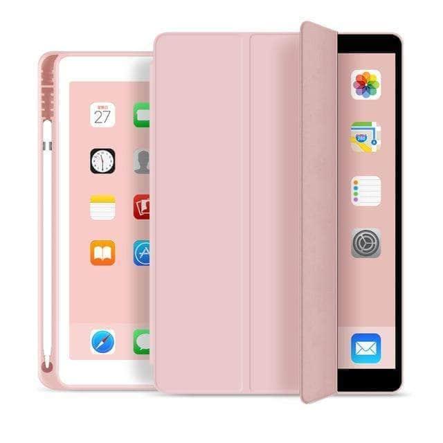 CaseBuddy Casebuddy Pink iPad 10.2 2019/2020 (iPad 7/8) Pencil Holder Slim Tri-fold PU Leather Smart Cover
