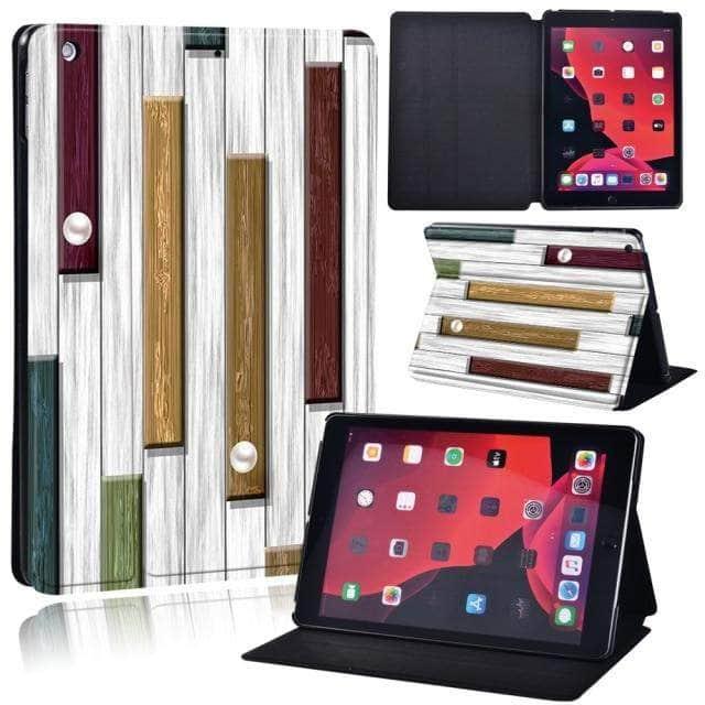 CaseBuddy Australia Casebuddy 7.assorted colored w / iPad 2021 9th 10.2 iPad (2021) 9th Generation 10.2 Wood Grain Pattern Case