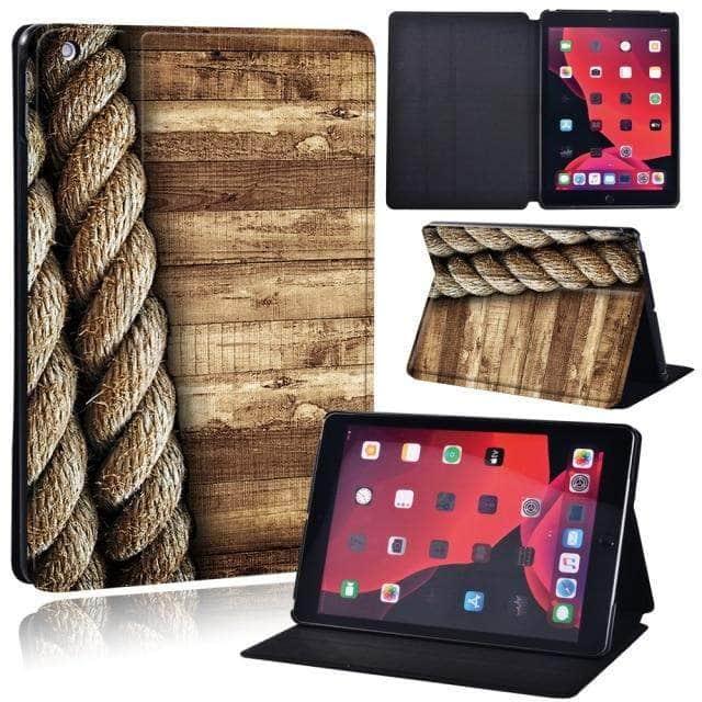 CaseBuddy Australia Casebuddy 17.rope and wood / iPad 2021 9th 10.2 iPad (2021) 9th Generation 10.2 Wood Grain Pattern Case