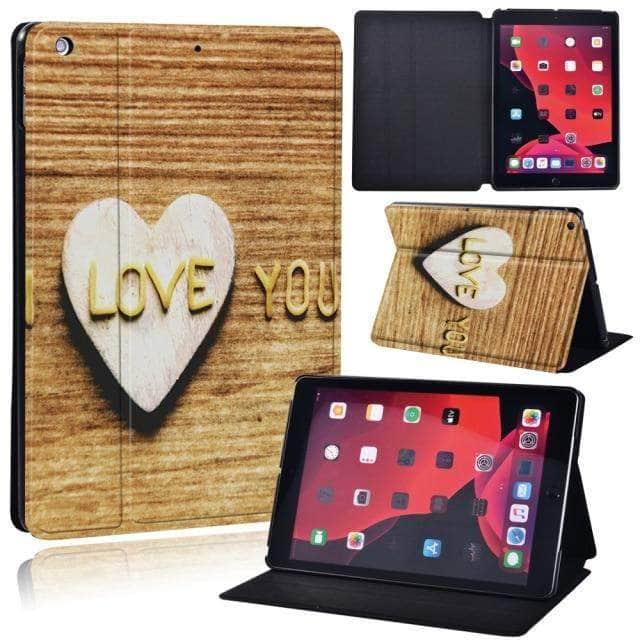 CaseBuddy Australia Casebuddy 25.I love you / iPad 2021 9th 10.2 iPad (2021) 9th Generation 10.2 Wood Grain Pattern Case