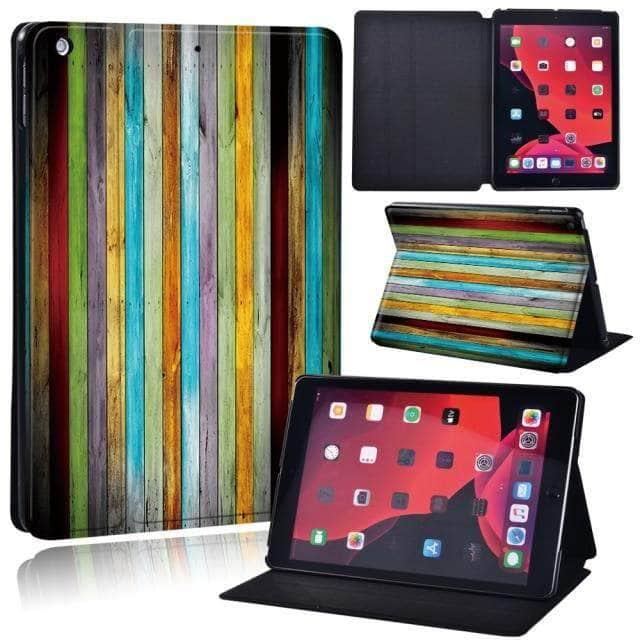 CaseBuddy Australia Casebuddy 23.multi color wood / iPad 2021 9th 10.2 iPad (2021) 9th Generation 10.2 Wood Grain Pattern Case