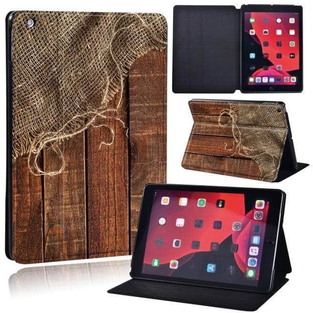 CaseBuddy Australia Casebuddy 22.dark brown wooden / iPad 2021 9th 10.2 iPad (2021) 9th Generation 10.2 Wood Grain Pattern Case