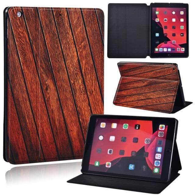 CaseBuddy Australia Casebuddy 26.red wood plank / iPad 2021 9th 10.2 iPad (2021) 9th Generation 10.2 Wood Grain Pattern Case