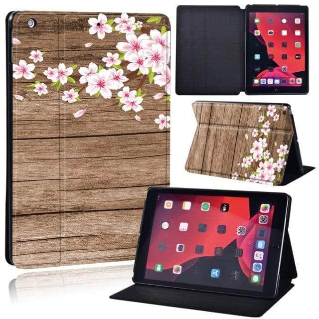 CaseBuddy Australia Casebuddy 8.white pink flower / iPad 2021 9th 10.2 iPad (2021) 9th Generation 10.2 Wood Grain Pattern Case