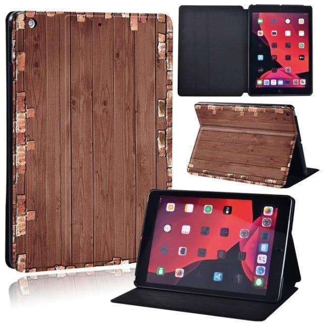 CaseBuddy Australia Casebuddy 6.brown wood and bri / iPad 2021 9th 10.2 iPad (2021) 9th Generation 10.2 Wood Grain Pattern Case