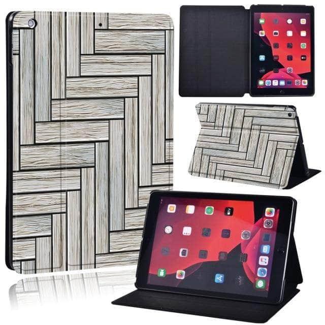 CaseBuddy Australia Casebuddy 10.grey wooden plank / iPad 2021 9th 10.2 iPad (2021) 9th Generation 10.2 Wood Grain Pattern Case