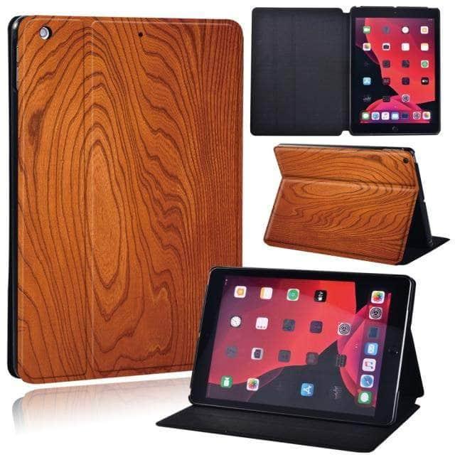 CaseBuddy Australia Casebuddy 29.red brown / iPad 2021 9th 10.2 iPad (2021) 9th Generation 10.2 Wood Grain Pattern Case