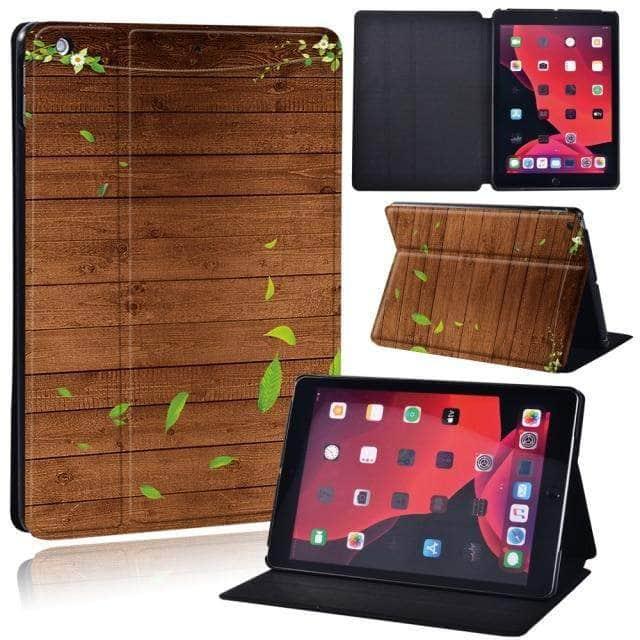 CaseBuddy Australia Casebuddy 3.green leaf / iPad 2021 9th 10.2 iPad (2021) 9th Generation 10.2 Wood Grain Pattern Case