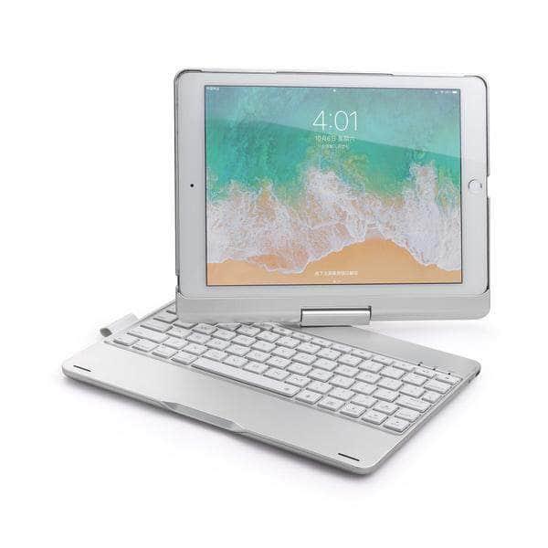CaseBuddy Casebuddy Silver iPad 360 Rotation Backlit Light Wireless Bluetooth Keyboard Case iPad 5/6 Air 1/2