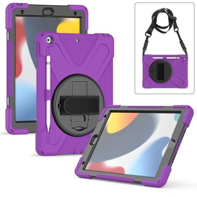 CaseBuddy Australia Casebuddy Purple iPad 9 A2603 A2604 Heavy Duty Rugged Neck Trap Cover