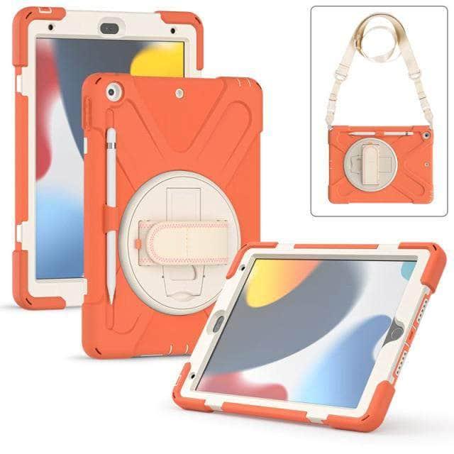 CaseBuddy Australia Casebuddy Orange 2 iPad 9 A2603 A2604 Heavy Duty Rugged Neck Trap Cover