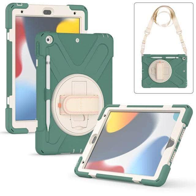 CaseBuddy Australia Casebuddy Jade green iPad 9 A2603 A2604 Heavy Duty Rugged Neck Trap Cover