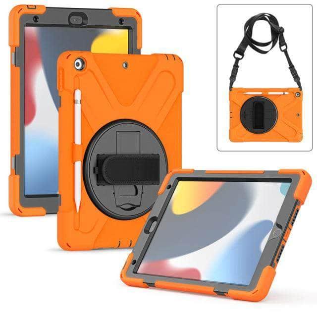 CaseBuddy Australia Casebuddy Orange iPad 9 A2603 A2604 Heavy Duty Rugged Neck Trap Cover