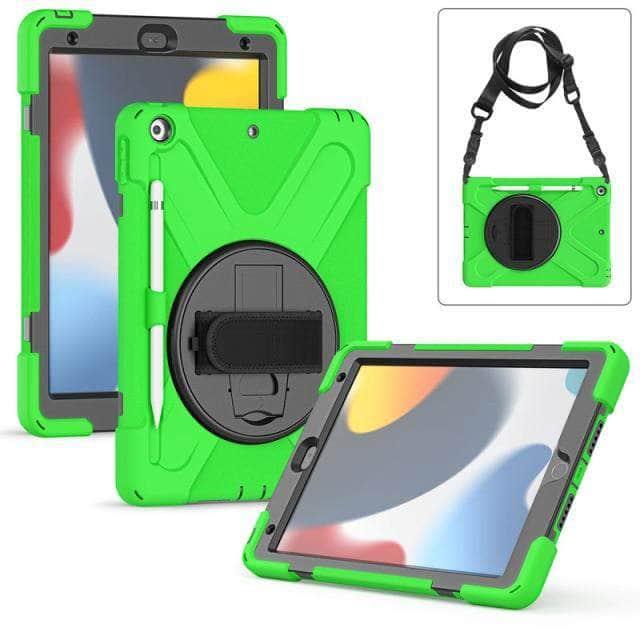 CaseBuddy Australia Casebuddy Green iPad 9 A2603 A2604 Heavy Duty Rugged Neck Trap Cover