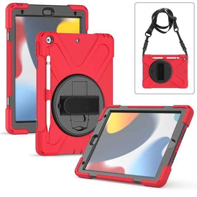 CaseBuddy Australia Casebuddy Red iPad 9 A2603 A2604 Heavy Duty Rugged Neck Trap Cover