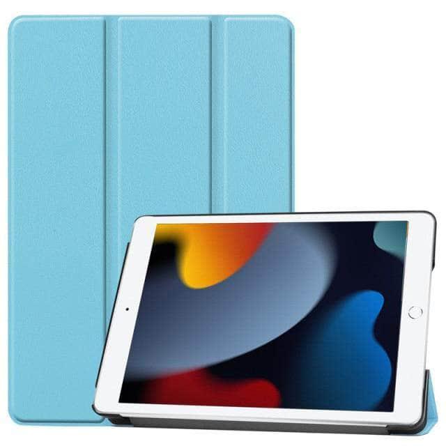 CaseBuddy Australia Casebuddy Sky Blue / For 10.2 9th 2021 iPad 9 Leather Tri-fold Smart Cover