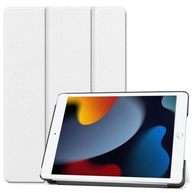 CaseBuddy Australia Casebuddy White / For 10.2 9th 2021 iPad 9 Leather Tri-fold Smart Cover