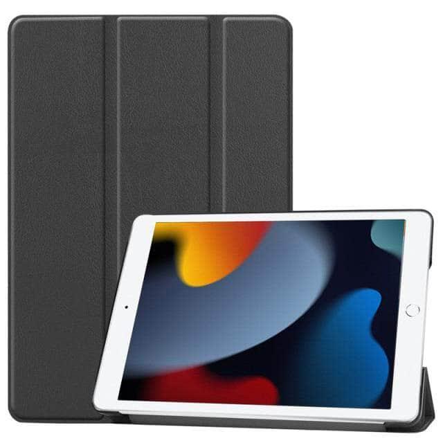 CaseBuddy Australia Casebuddy Black / For 10.2 9th 2021 iPad 9 Leather Tri-fold Smart Cover