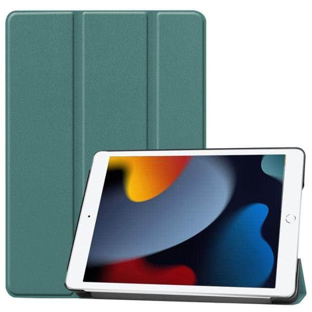 CaseBuddy Australia Casebuddy Dark Green / For 10.2 9th 2021 iPad 9 Leather Tri-fold Smart Cover