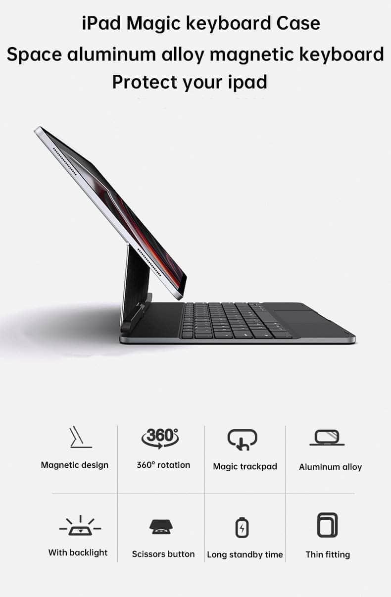 CaseBuddy Australia Casebuddy iPad Air4 10.9 2020 / English Keyboard iPad Air 4 Aluminum Trackpad Magic Backlit Keyboard Case