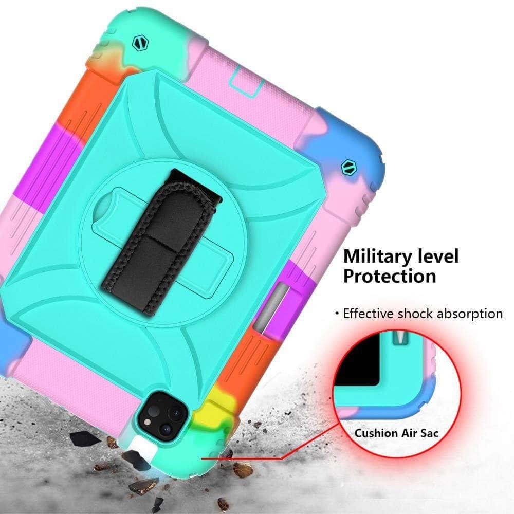 CaseBuddy Australia Casebuddy iPad Air 4  High Impact Heavy Duty Hybrid Shoulder Hand Strap Cover